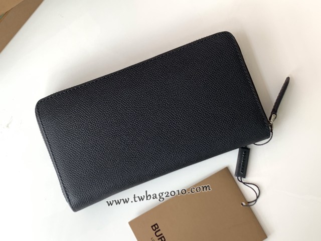 Burberry專門店新款黑色牛皮錢包 巴寶莉男女款拉鏈長夾錢包 yxb1022